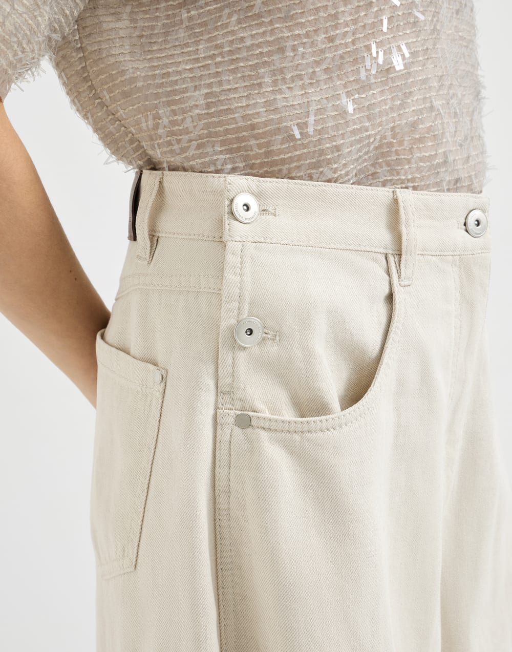 Pantalón Wide Sailor Crudo Mujer - Brunello Cucinelli