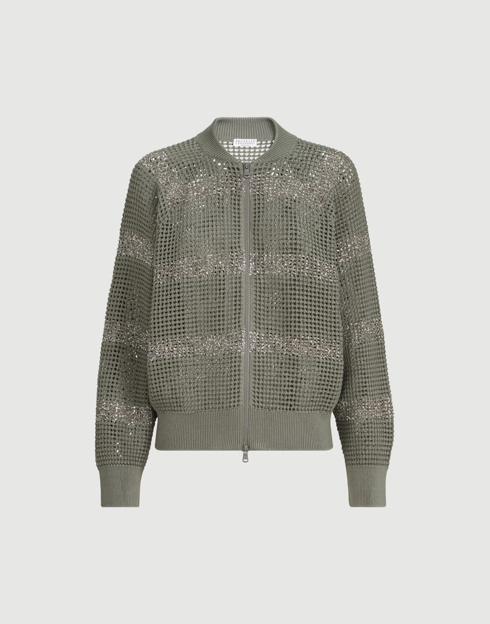 Cárdigan Dazzling Stripes Khaki Mujer - Brunello Cucinelli