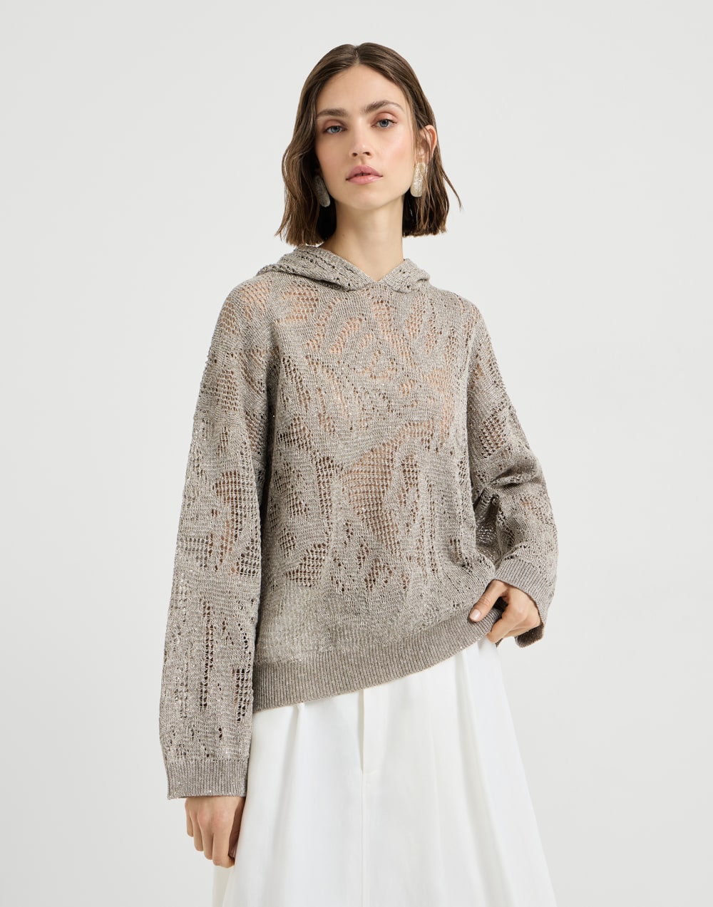 Pull Dazzling Water Lillies Marron Boue Femme - Brunello Cucinelli