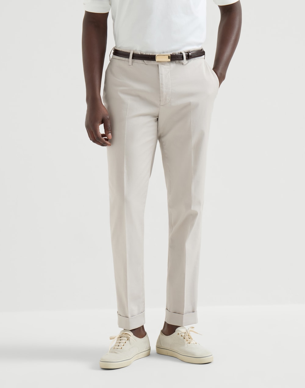 Pantalón de gabardina confort Panamá Hombre - Brunello Cucinelli