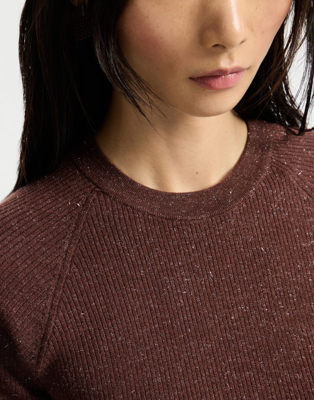 Pull en cachemire brillant Bordeaux Femme - Brunello Cucinelli