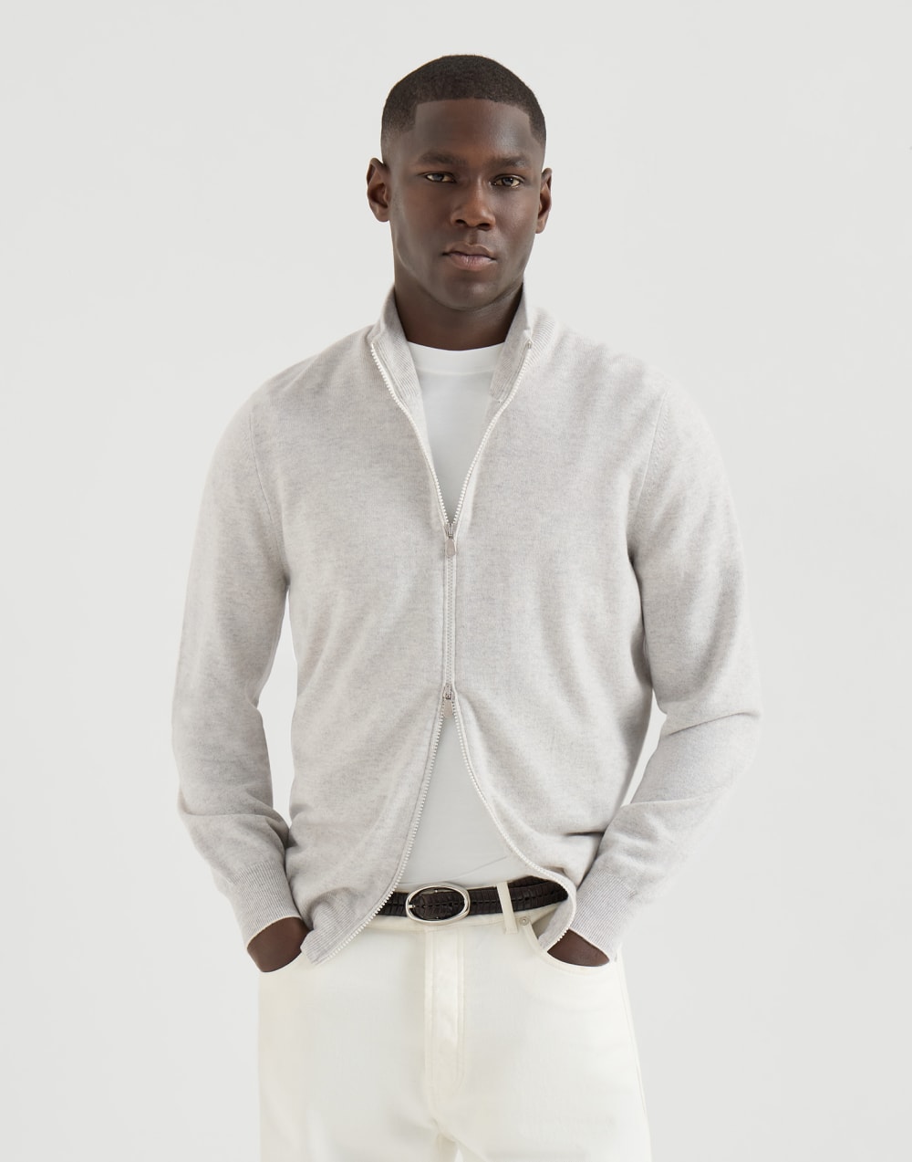 Cashmere cardigan Fog Man - Brunello Cucinelli