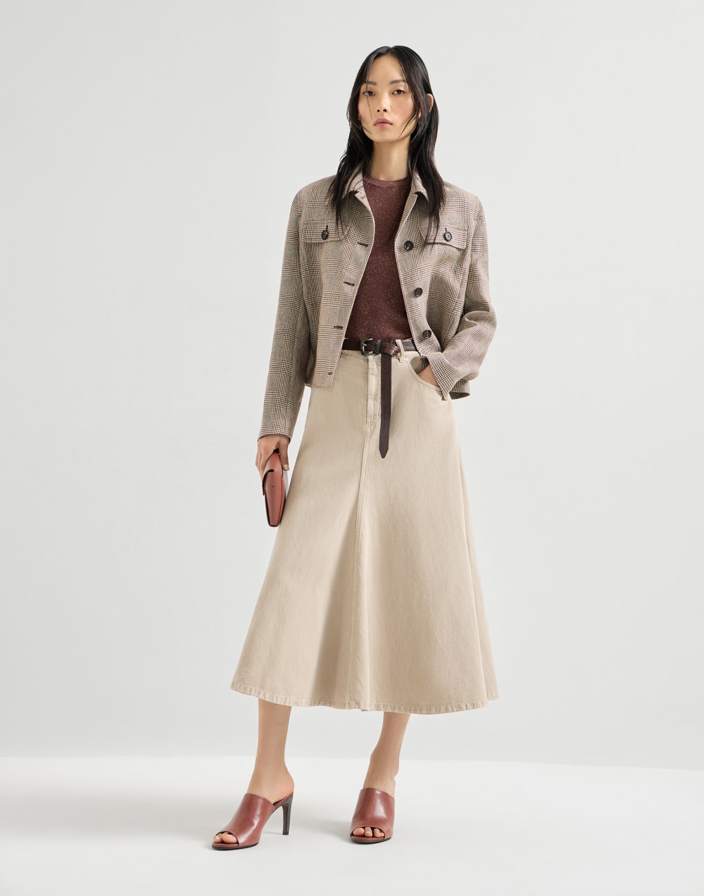 Pull en cachemire brillant Bordeaux Femme - Brunello Cucinelli