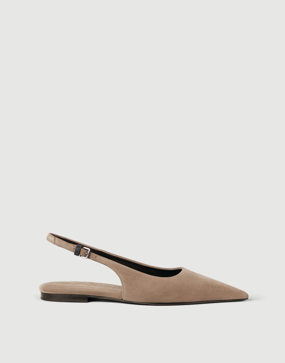 Slingbacks plats en daim Marron Femme - Brunello Cucinelli