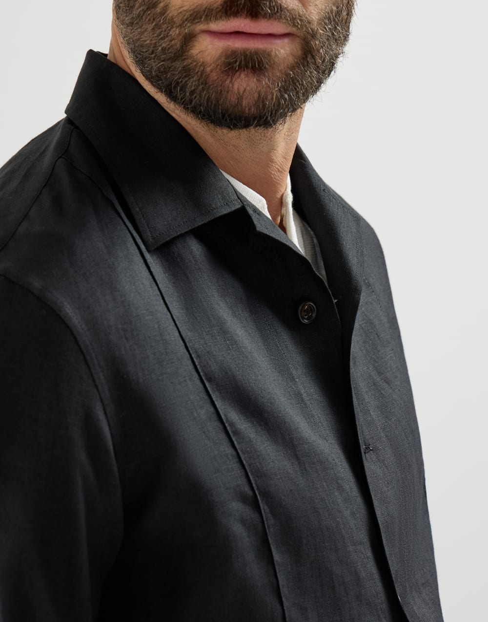 Shirt with Crête details Black Man - Brunello Cucinelli