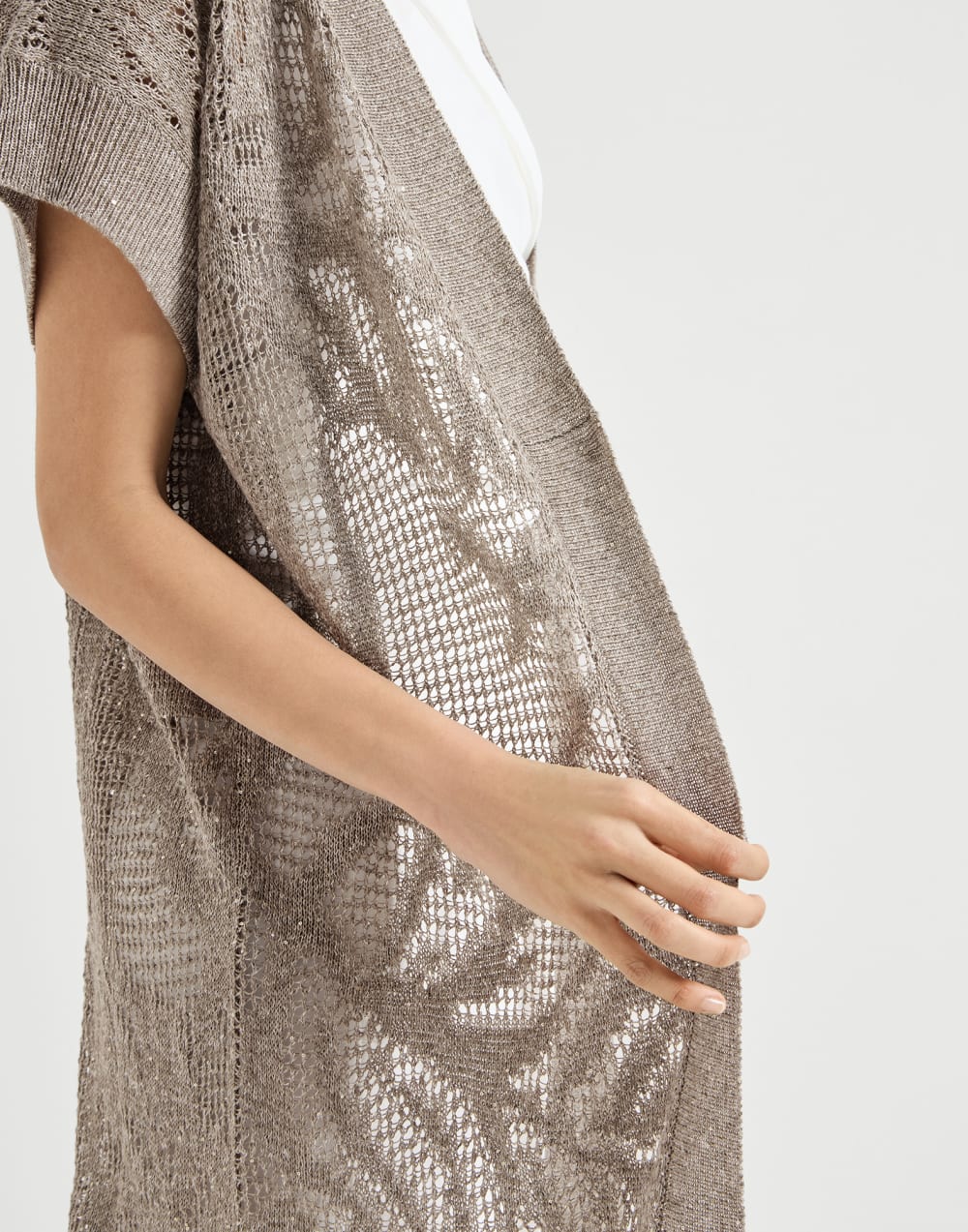 Dazzling water lilies long cardigan Mud Woman - Brunello Cucinelli