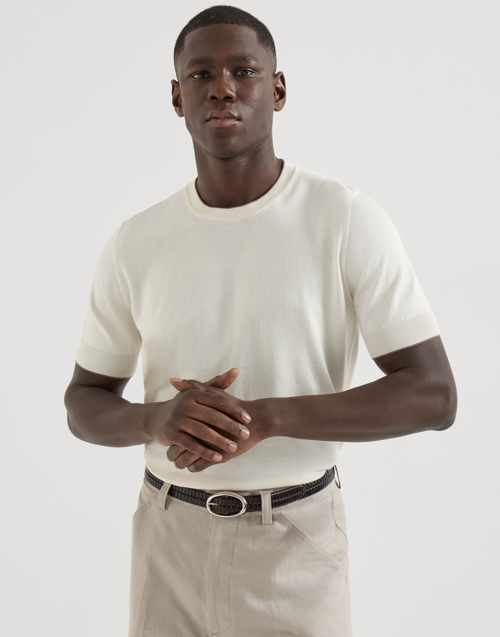 Camiseta de algodón Marfil Hombre - Brunello Cucinelli