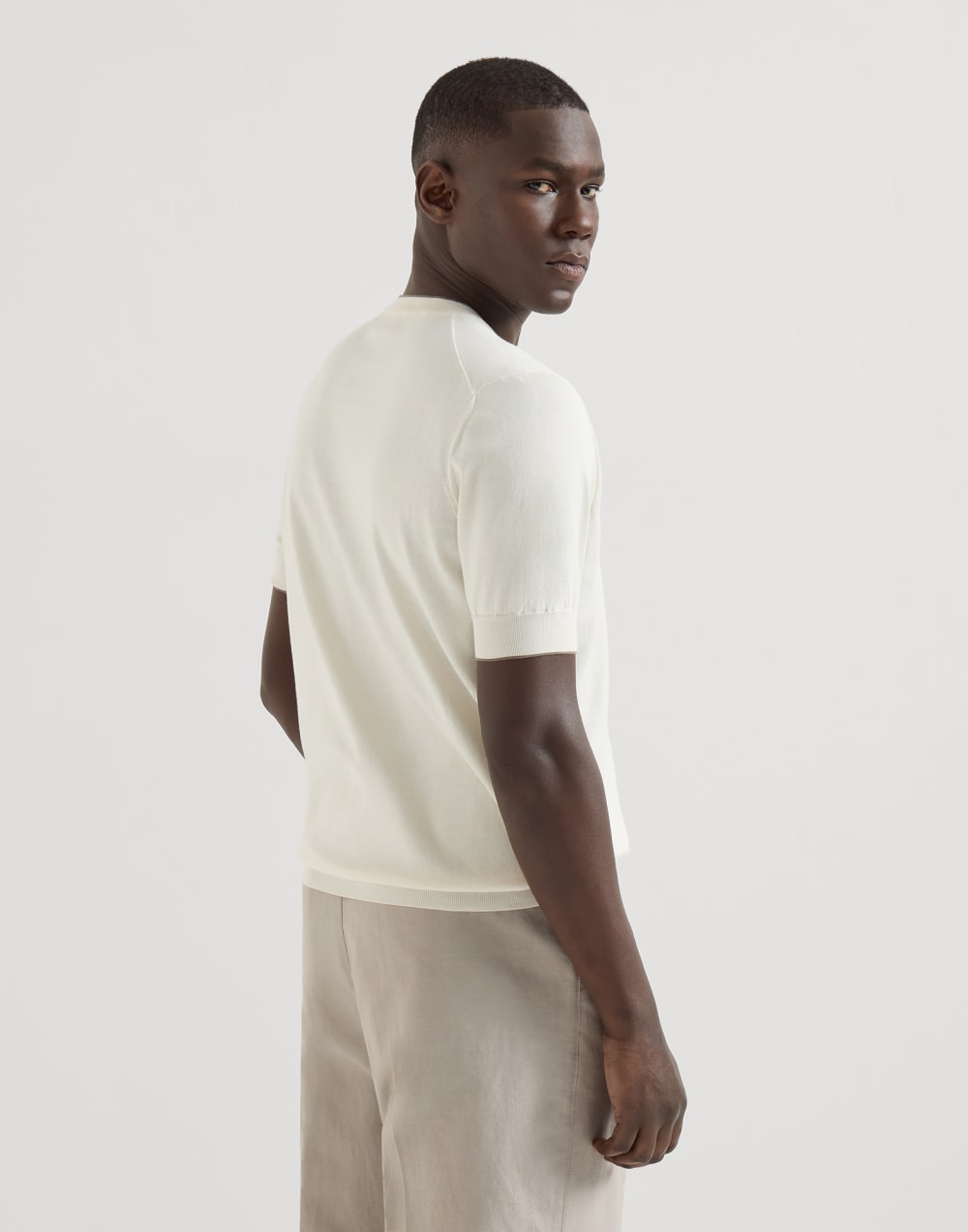 Camiseta de algodón Marfil Hombre - Brunello Cucinelli