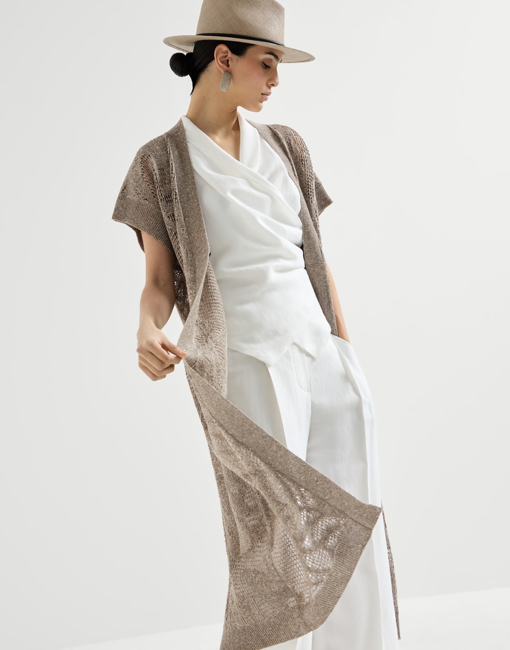 Dazzling water lilies long cardigan Mud Woman - Brunello Cucinelli