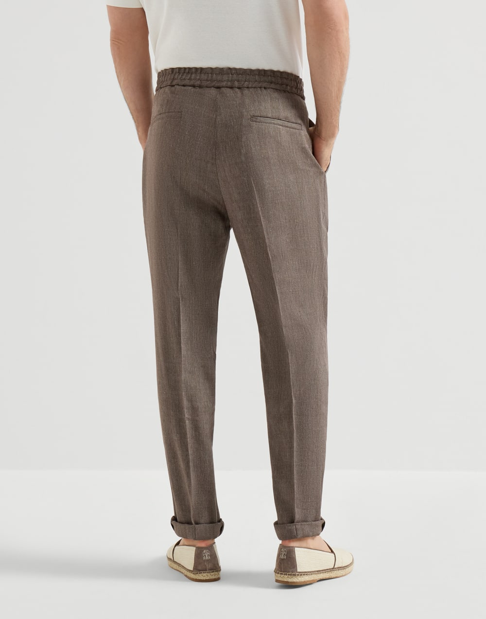 Trousers with drawstring and double pleats Hazelnut Man - Brunello Cucinelli