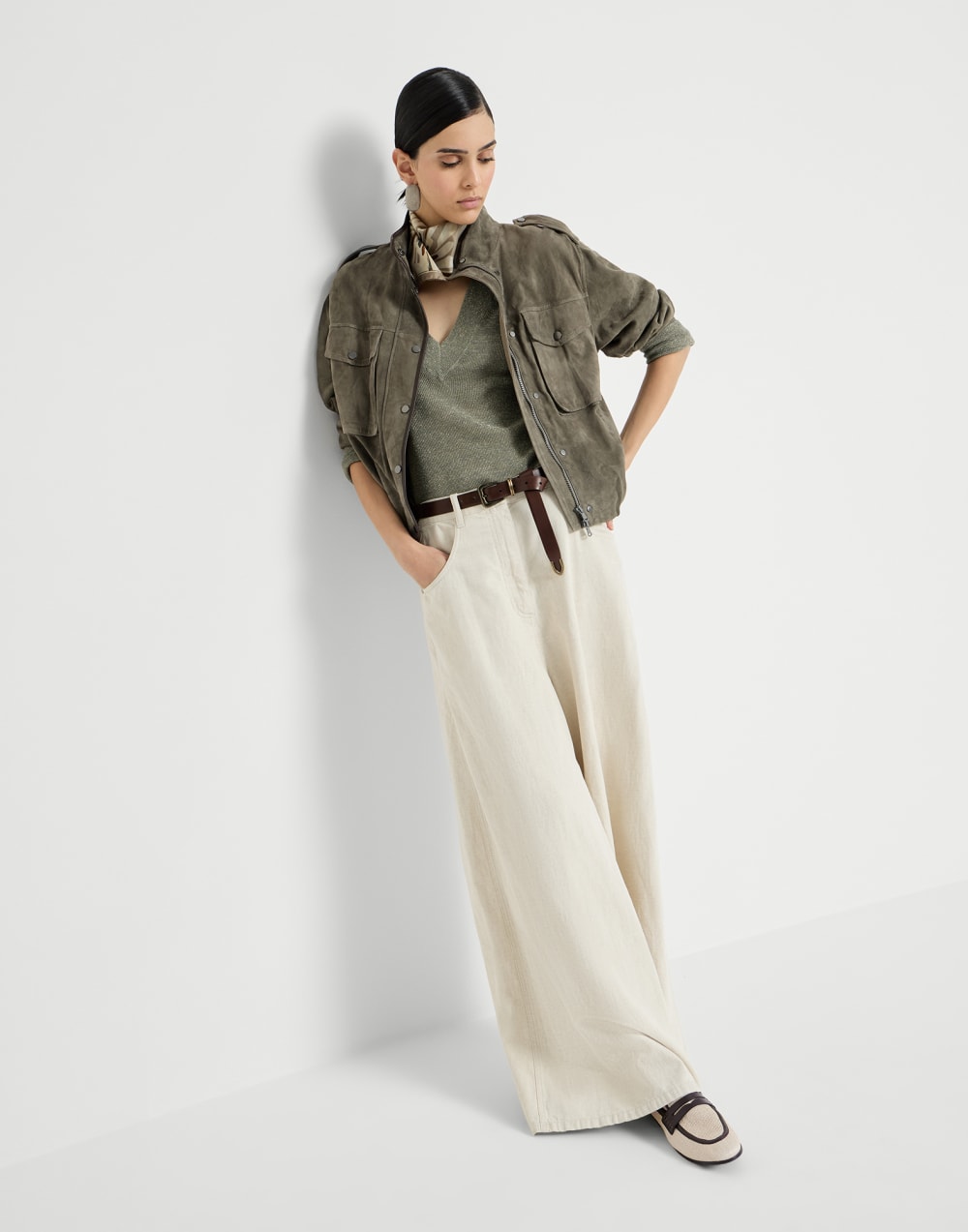 Мокасины из рафии и кожи Веревка Женщина - Brunello Cucinelli