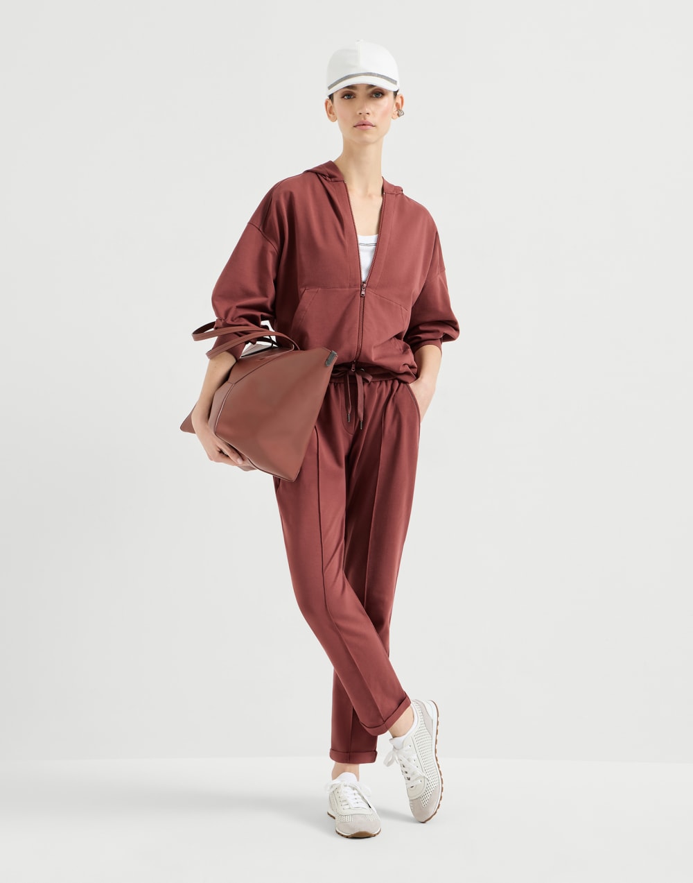 Sudadera de felpa ligera Rojo Mujer - Brunello Cucinelli