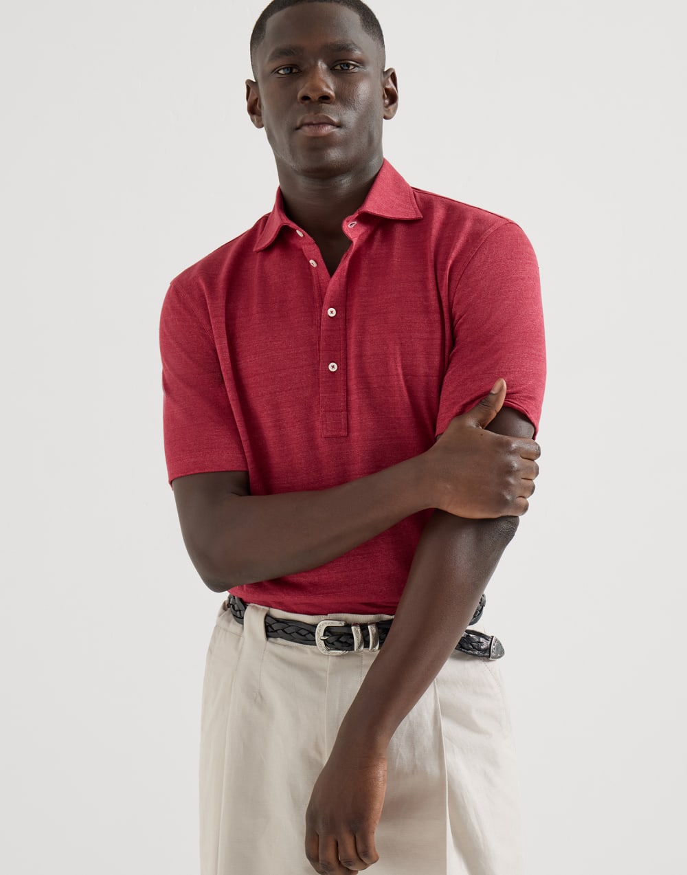 Polo en jersey Rouge Cerise Homme - Brunello Cucinelli