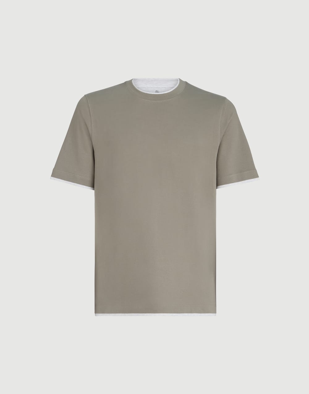 T-shirt with faux-layering Khaki Man - Brunello Cucinelli