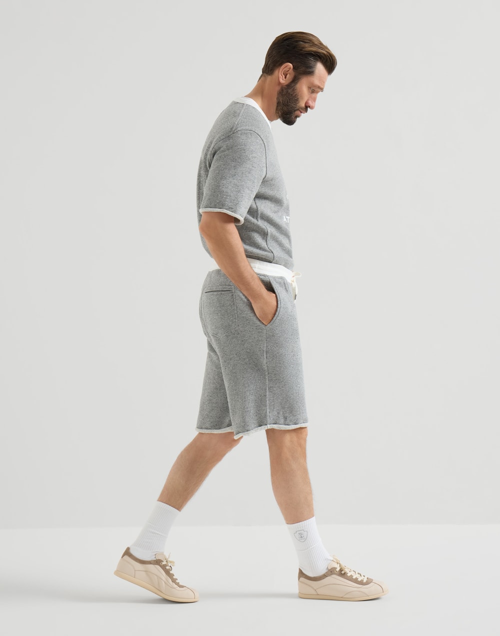 French terry Bermuda shorts Grey Man - Brunello Cucinelli
