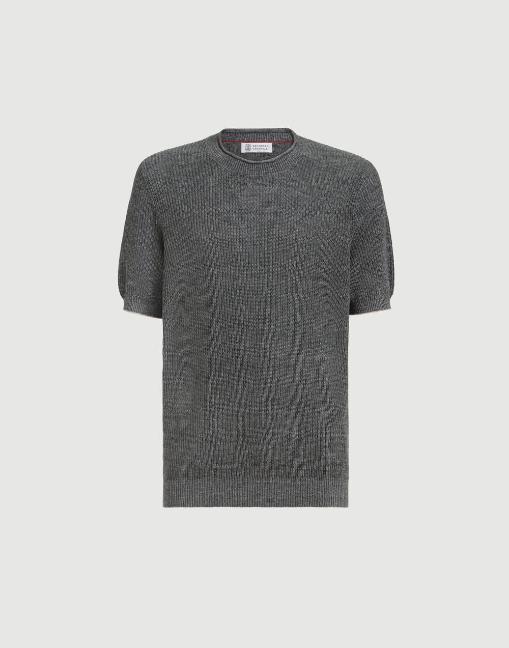 T-Shirt aus Leinen und Baumwolle Dunkelgrau Herren - Brunello Cucinelli