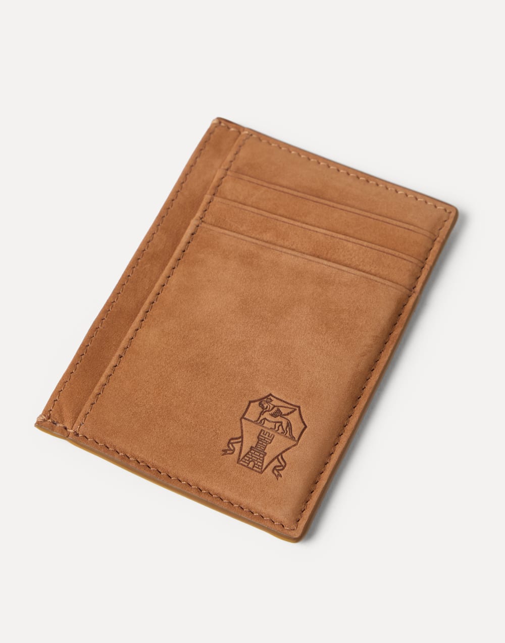 Nubuck card holder Cognac Man - Brunello Cucinelli