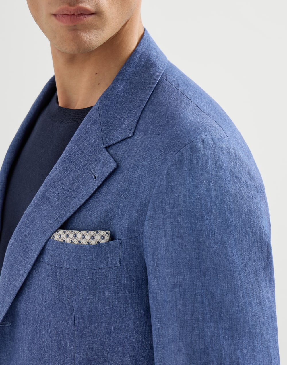 Linen unconstructed blazer Denim Man - Brunello Cucinelli