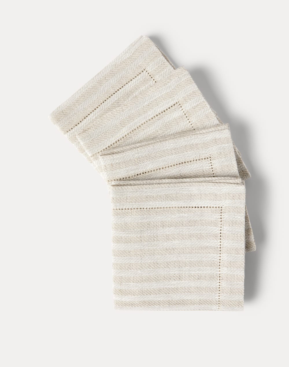 Chalk stripe linen 4-pc large napkins set Lessivè Lifestyle - Brunello Cucinelli