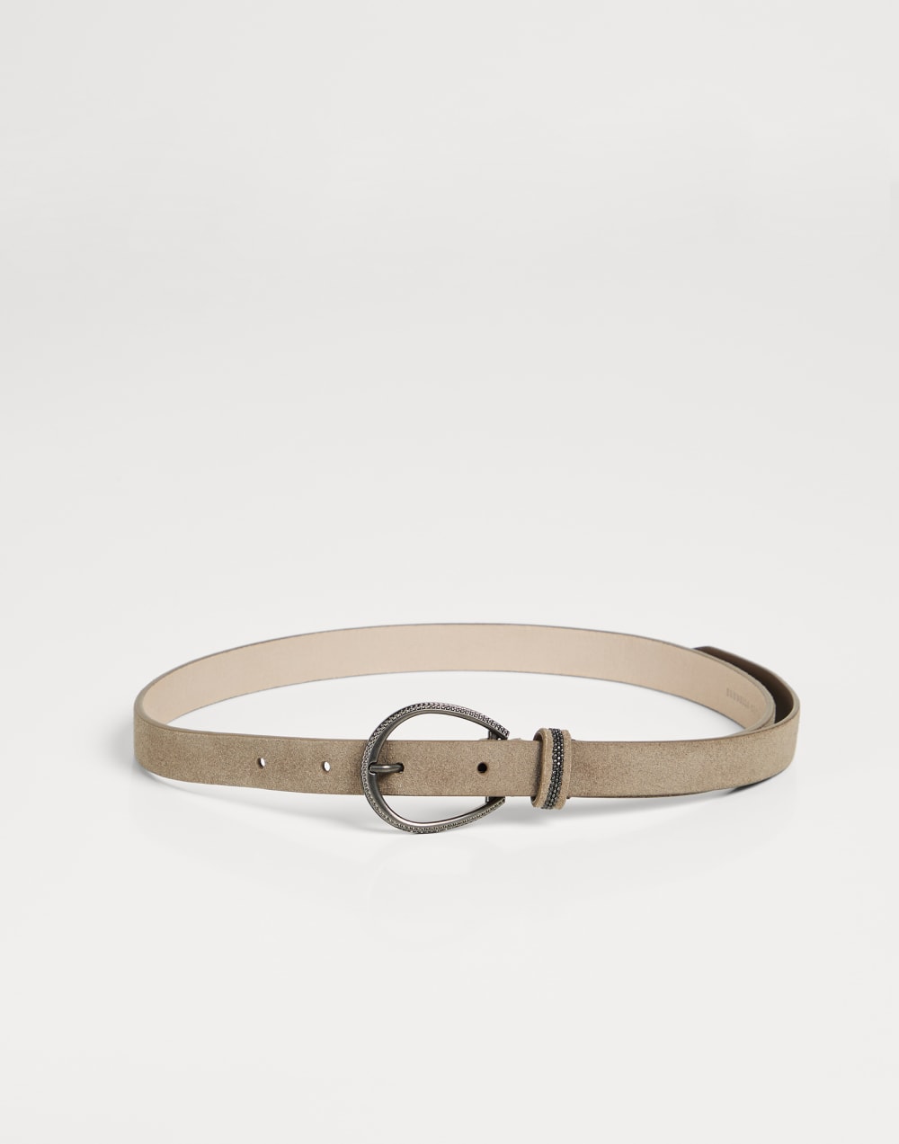 Suede belt with monili Cool Beige Girls - Brunello Cucinelli