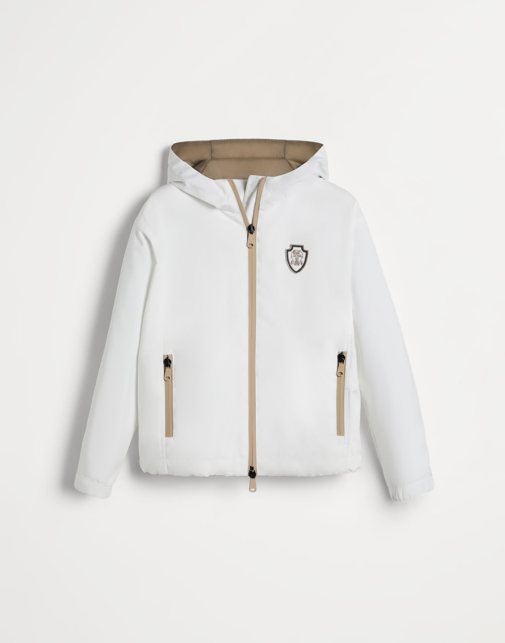 Hooded outerwear jacket with monili White Girls - Brunello Cucinelli