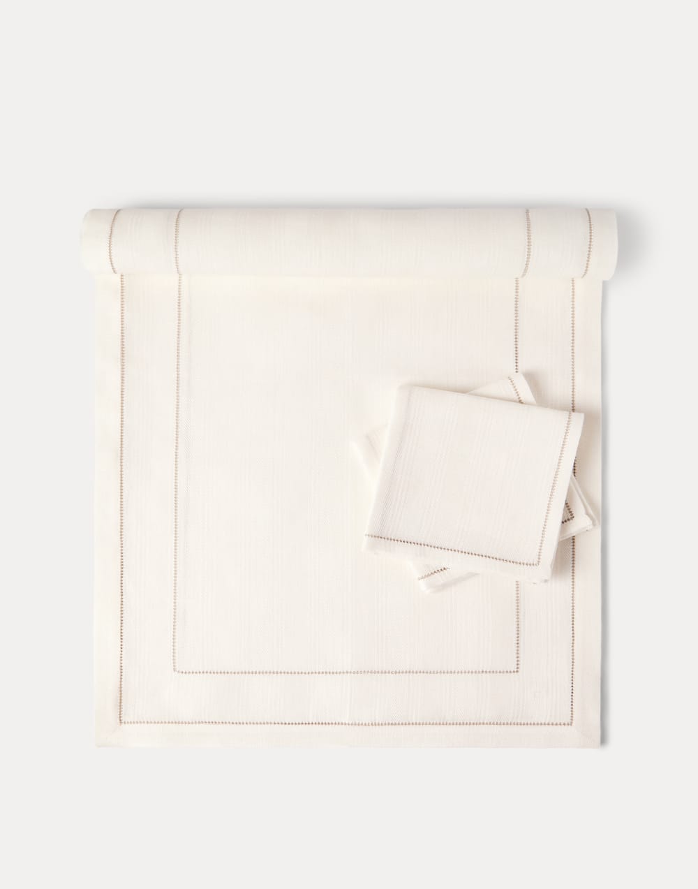 Striped linen runner and 2 napkins set Buff Lifestyle - Brunello Cucinelli