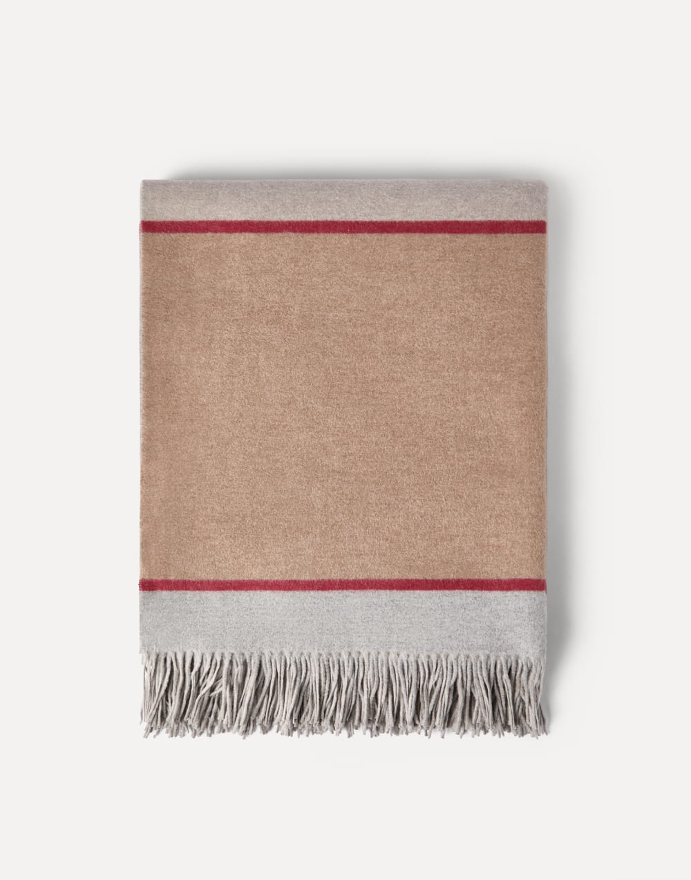 Silk throw with fringe Light Grey Lifestyle - Brunello Cucinelli