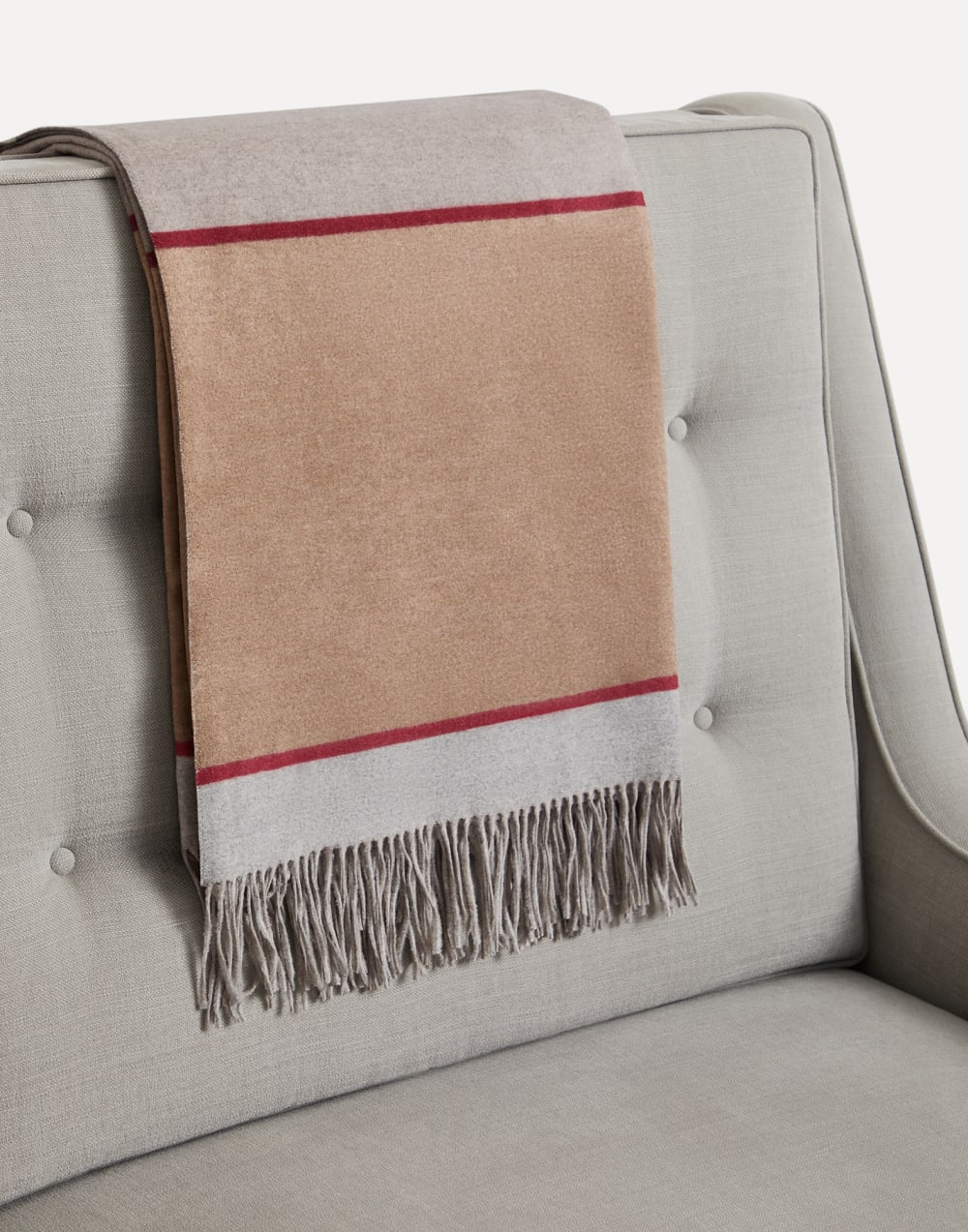 Silk throw with fringe Light Grey Lifestyle - Brunello Cucinelli