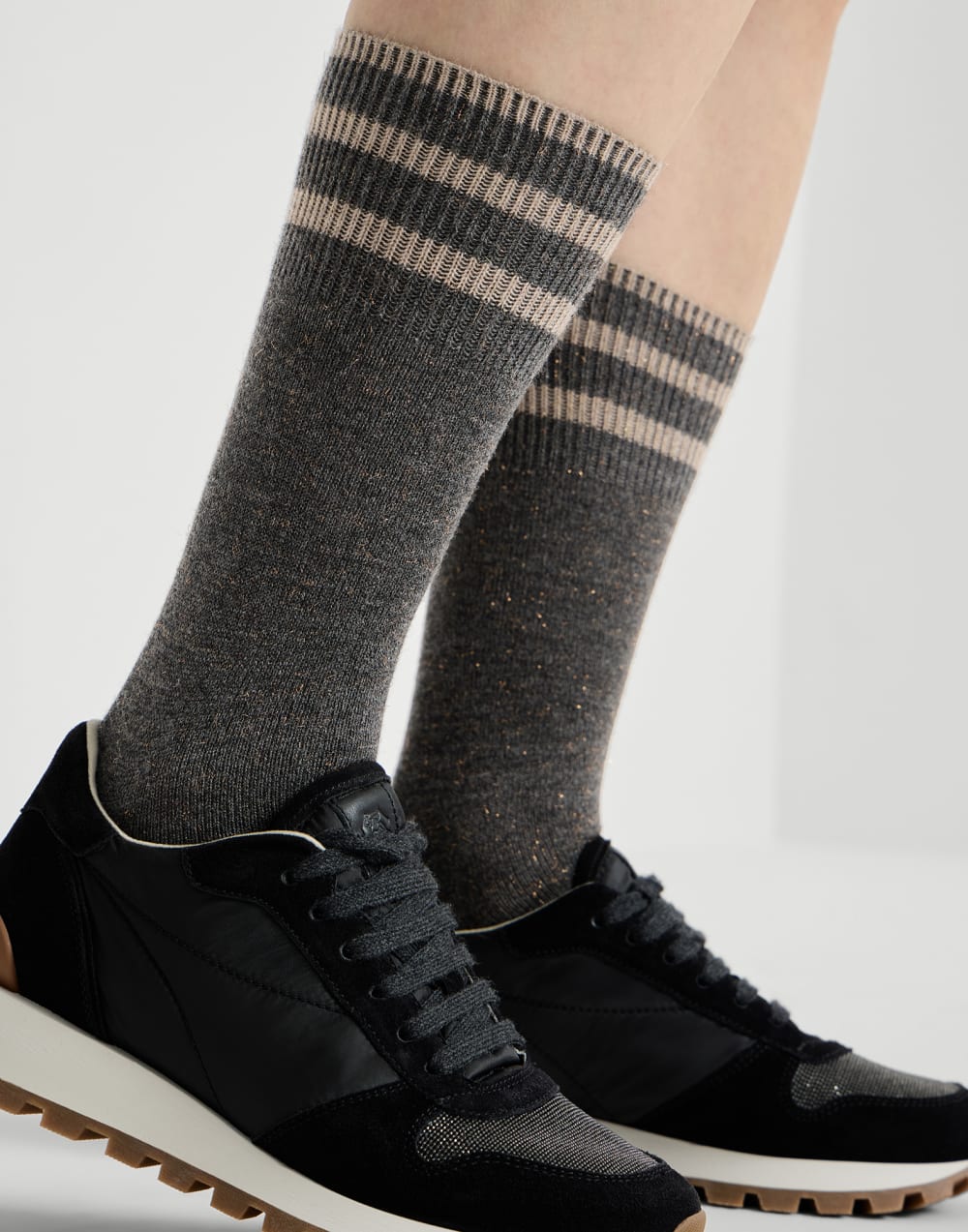 Sparkling knit socks Anthracite Woman - Brunello Cucinelli