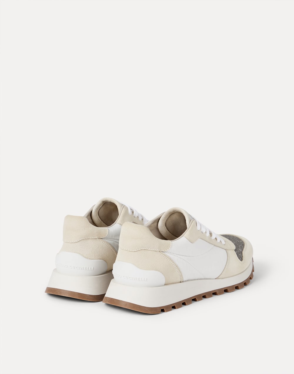 Suede and techno fabric runners White Woman - Brunello Cucinelli