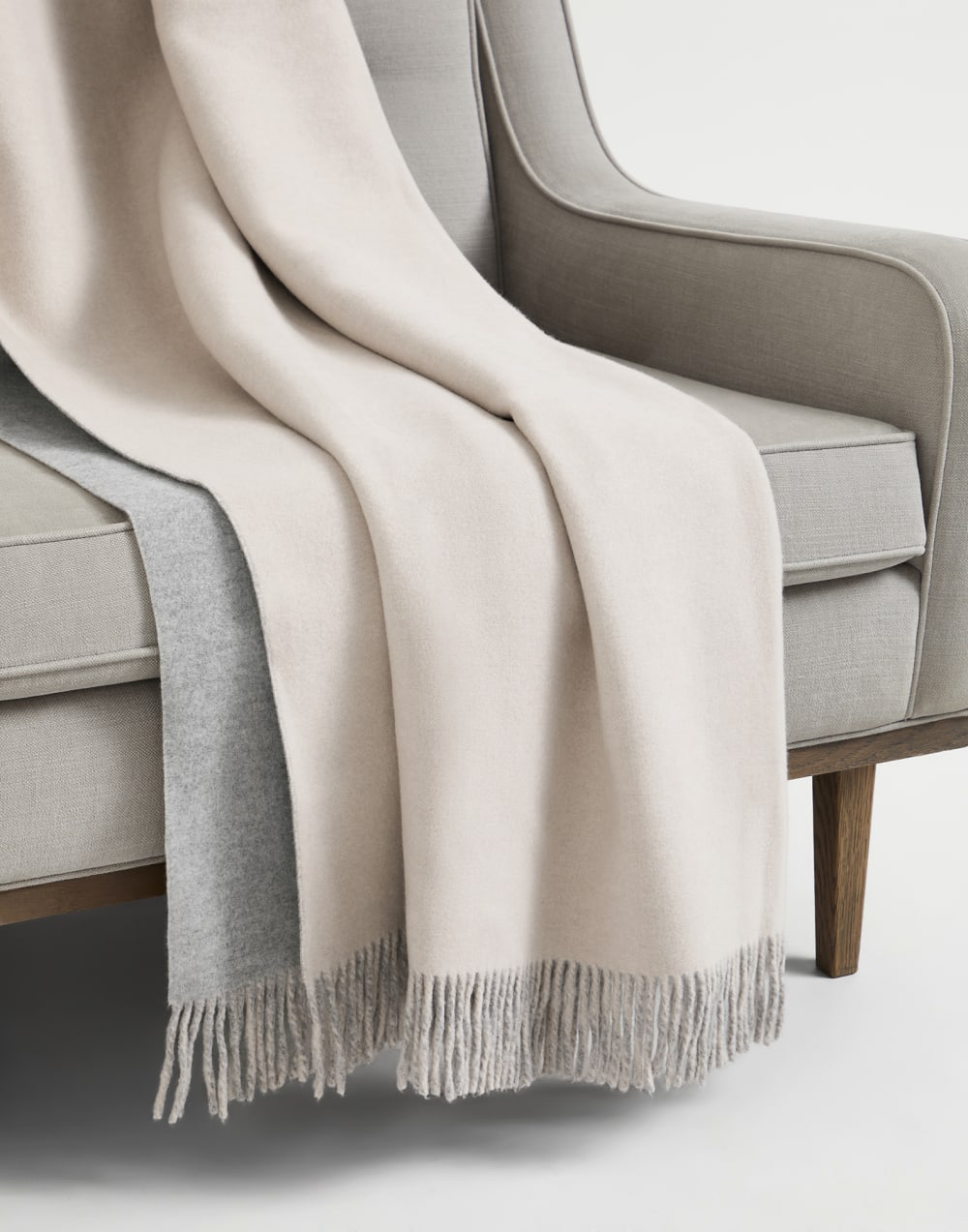 Cashmere double cloth throw Grey Lifestyle - Brunello Cucinelli