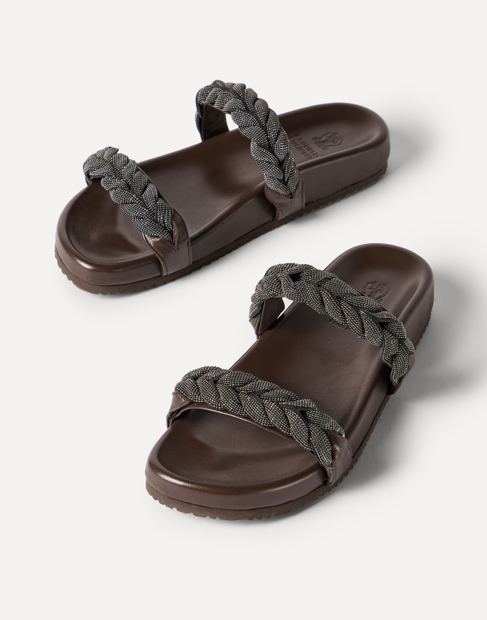Sandalen aus Leder Braun Damen - Brunello Cucinelli
