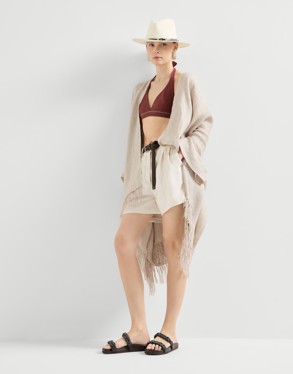 Sandales en cuir Marron Femme - Brunello Cucinelli