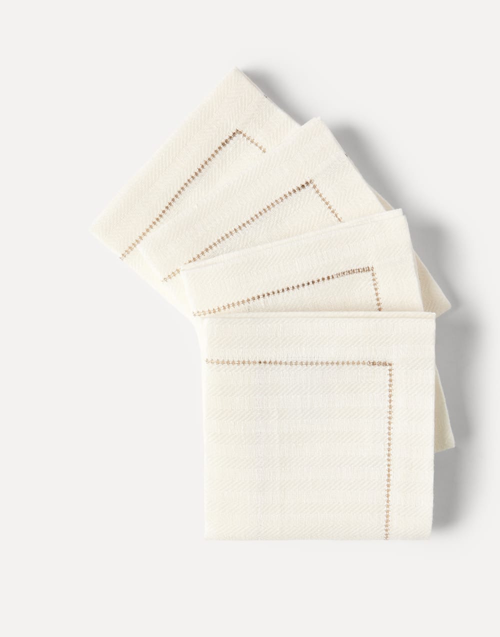 Chalk stripe linen 4-pc large napkins set Buff Lifestyle - Brunello Cucinelli
