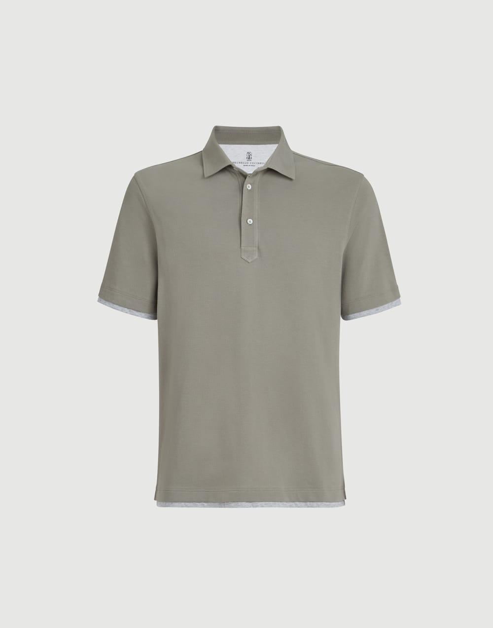 Piqué polo shirt Khaki Man - Brunello Cucinelli