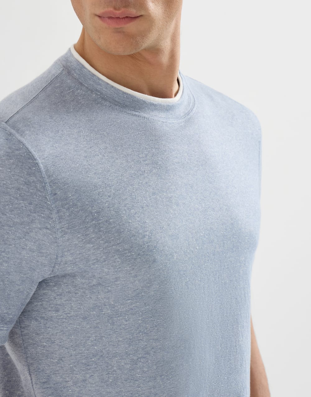 T-shirt with faux-layering Slate Man - Brunello Cucinelli