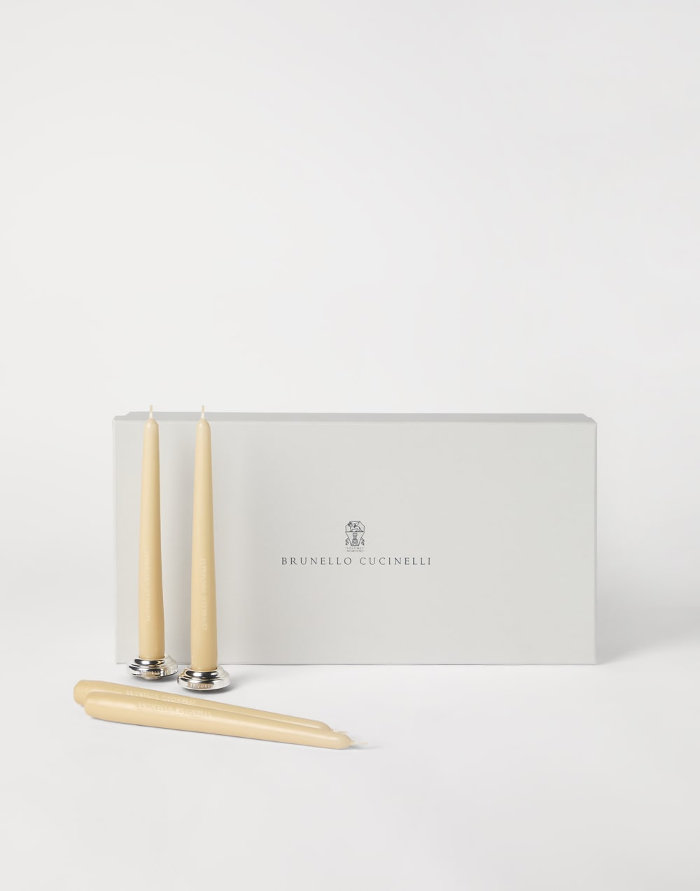 2-piece silver-plated candlesticks set Beige Lifestyle - Brunello Cucinelli