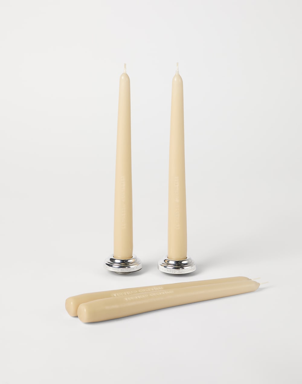 2-piece silver-plated candlesticks set Beige Lifestyle - Brunello Cucinelli