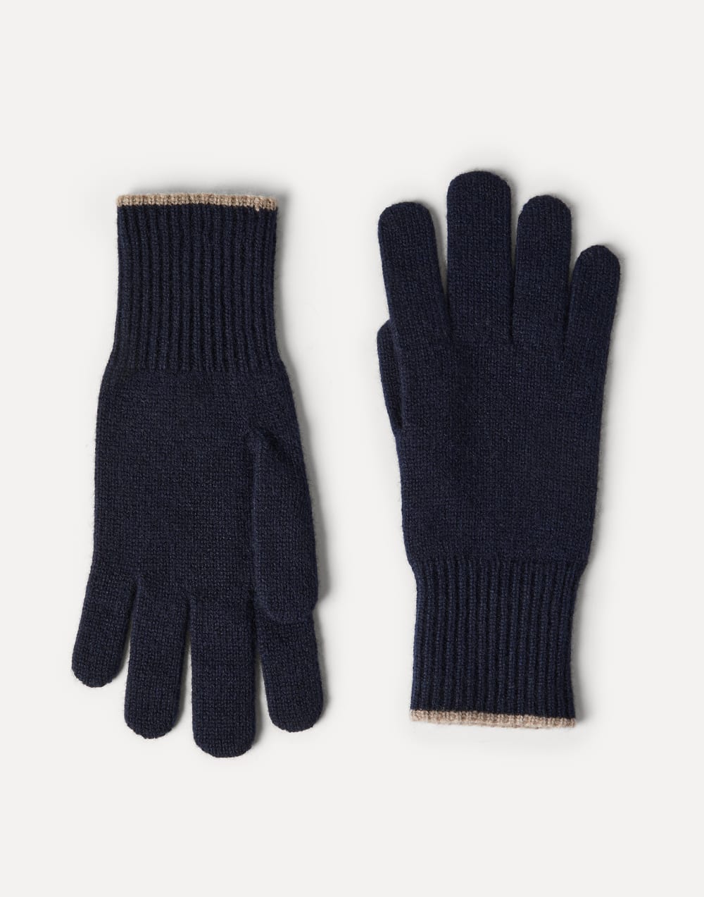 Cashmere knit gloves Navy Blue Man - Brunello Cucinelli