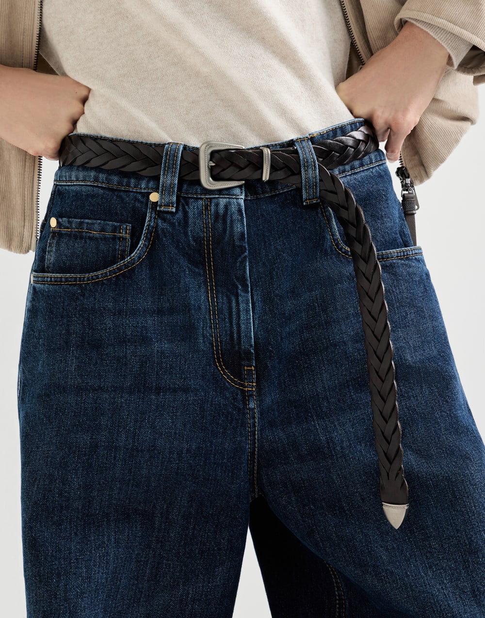 Cinturón trenzado Marrón Oscuro Mujer - Brunello Cucinelli