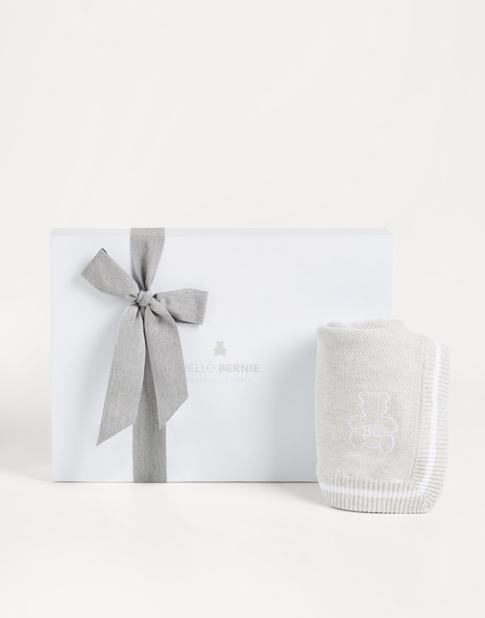 Baby Bernie blanket with embroidery Fog Baby - Brunello Cucinelli