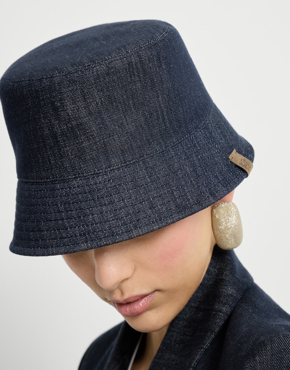 Bucket hat with logo Denim Woman - Brunello Cucinelli