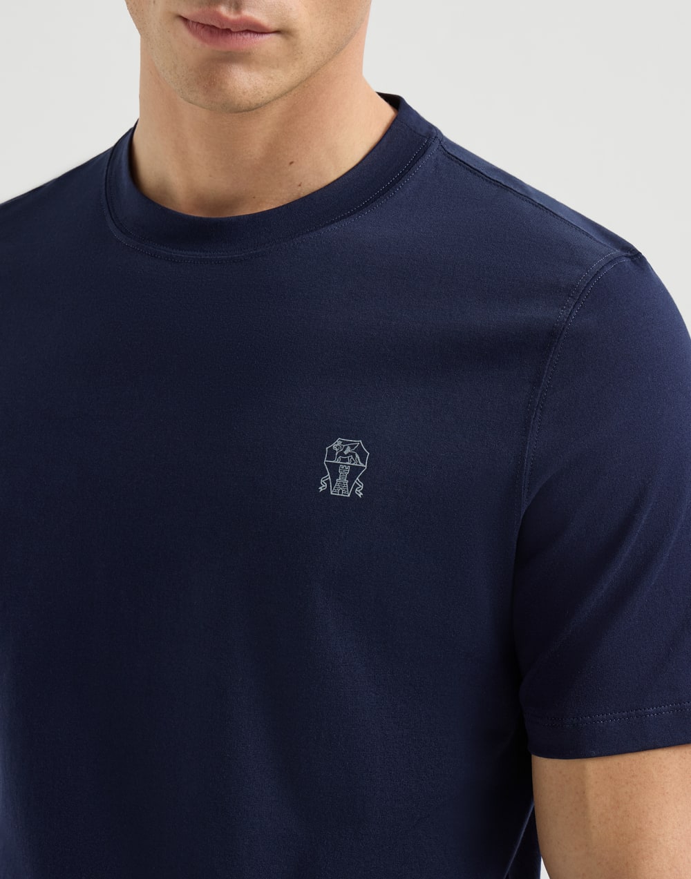 Jersey T-shirt with logo Cobalt Man - Brunello Cucinelli