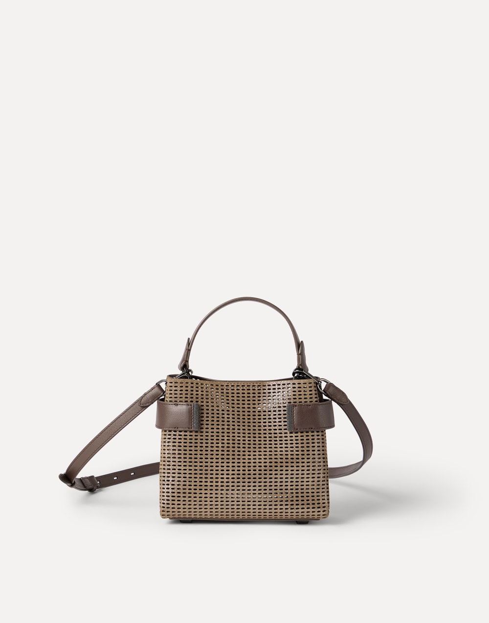 Essence 小号皮质手挽包 棕色 女款 - Brunello Cucinelli