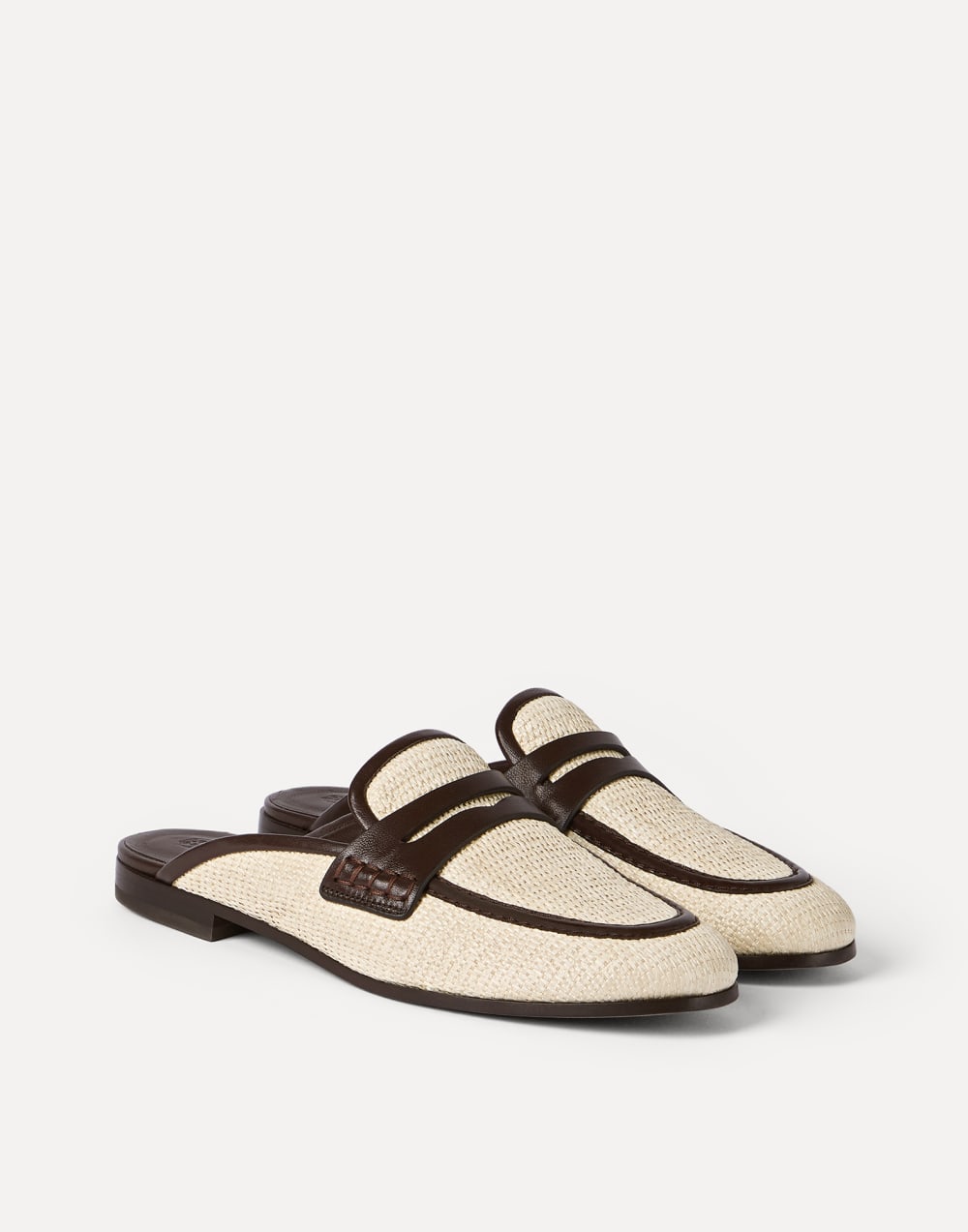 Raffia and leather mules Rope Woman - Brunello Cucinelli