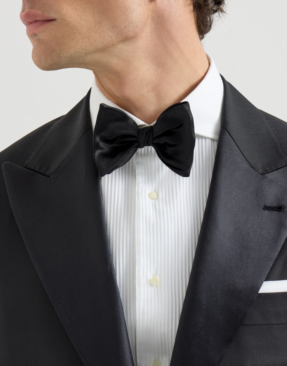 Cotton and silk satin bow tie Black Man - Brunello Cucinelli