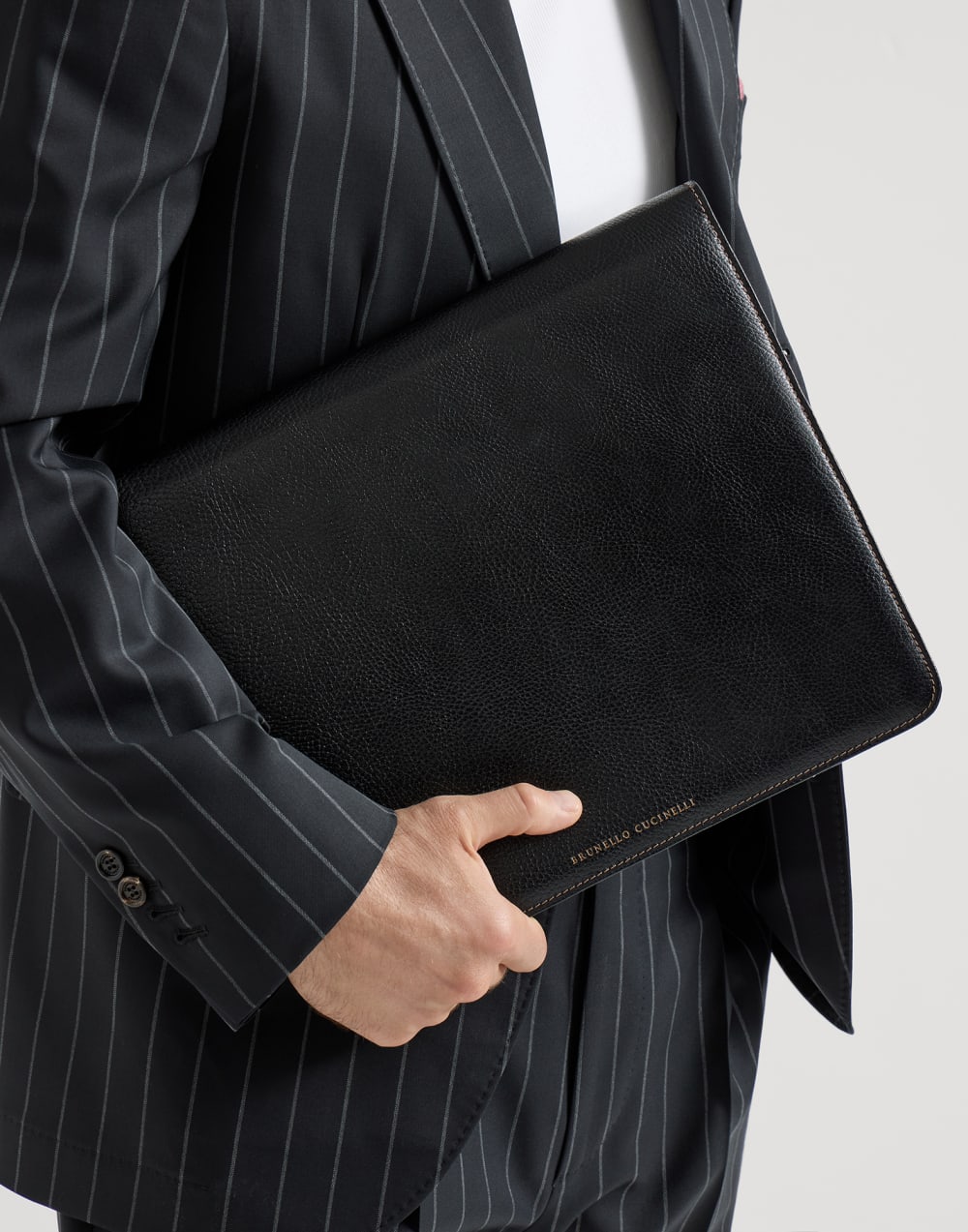 Grained calfskin document holder Black Man - Brunello Cucinelli