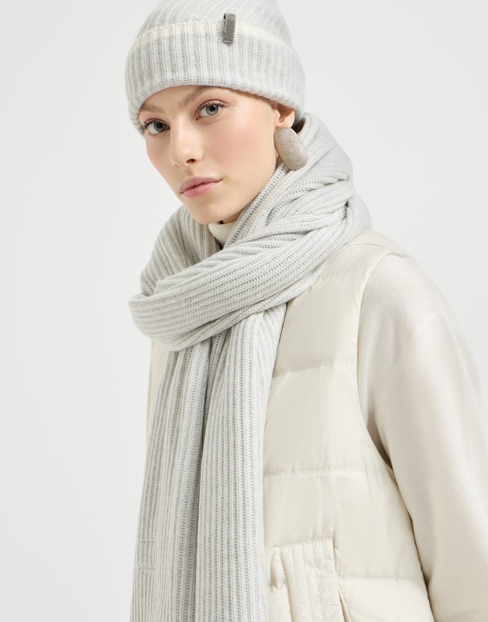 Strickschal Hellgrau Damen - Brunello Cucinelli