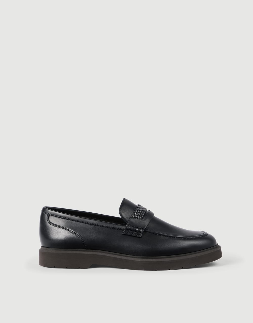 Nappa leather penny loafers with monili Black Woman - Brunello Cucinelli