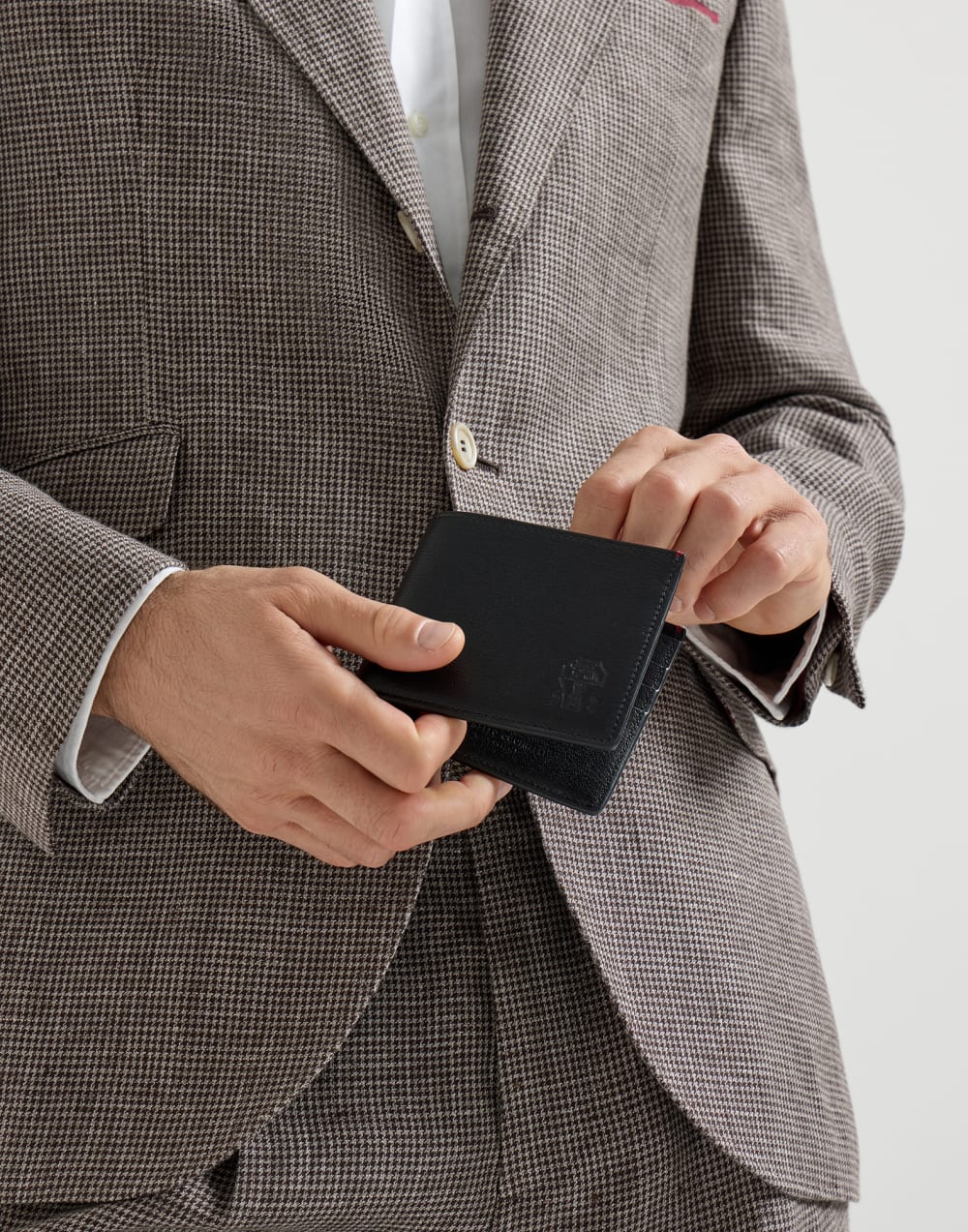 Grained leather wallet Black Man - Brunello Cucinelli